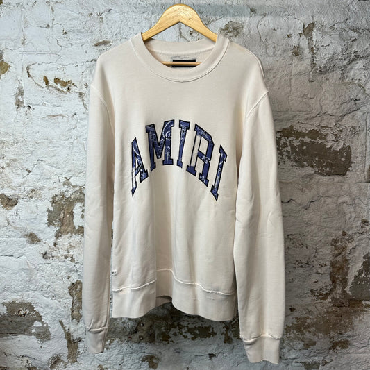 Amiri Blue Paisley Spell Crewneck Cream Sz L