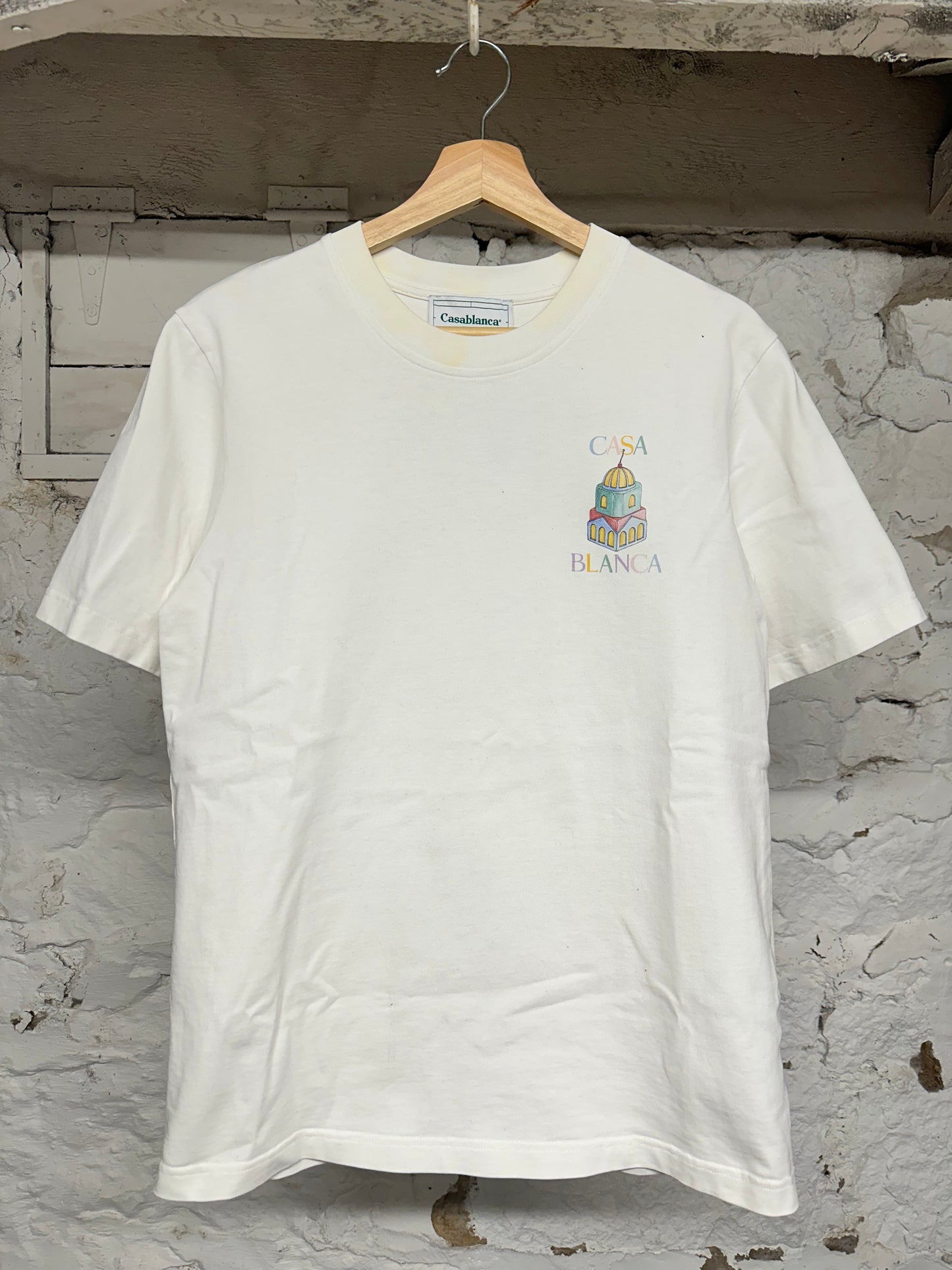 Casa Blanca Multi Color Logos White T-Shirt Sz M