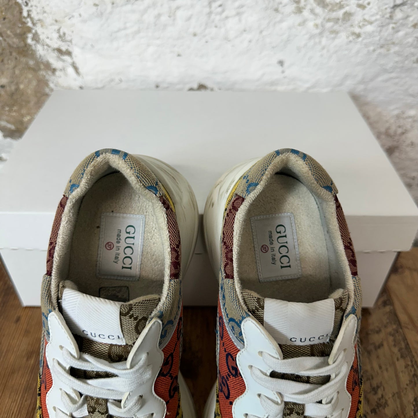 Gucci Rython Multicolor White Sneaker Sz 5 (37) No Box