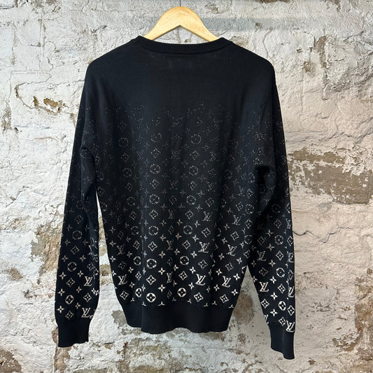 Louis Vuitton White Monogram Black Crewneck Sz S
