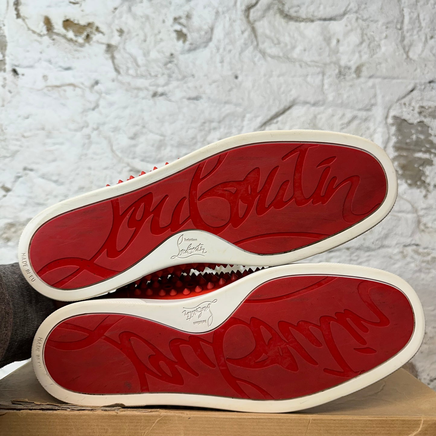 Christian Louboutin High Red Leather Spike Sneaker Sz 11 (44)