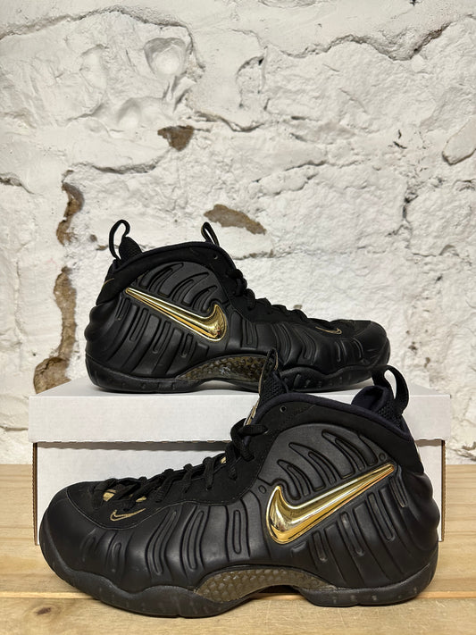 Nike Air Foamposite Pro Black Metallic Gold Sz 8.5