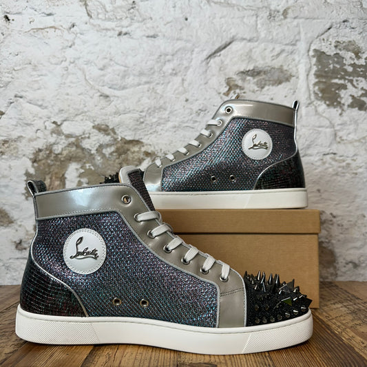 Christian Louboutin High Blue Silver Spike Sneaker Sz 12.5 (45.5)