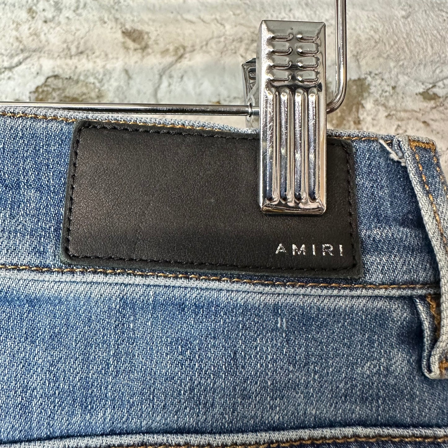 Amiri Green Camo Bones Blue Denim Jeans Sz 28