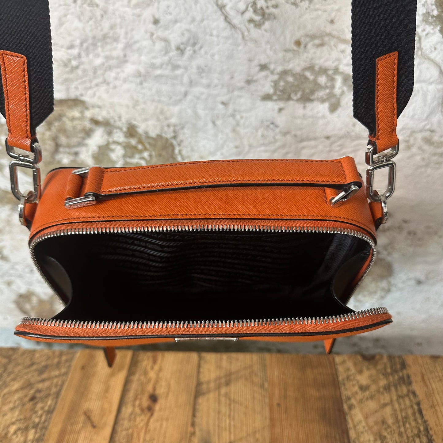 Prada Brique Saffiano Leather Orange Crossbody Bag