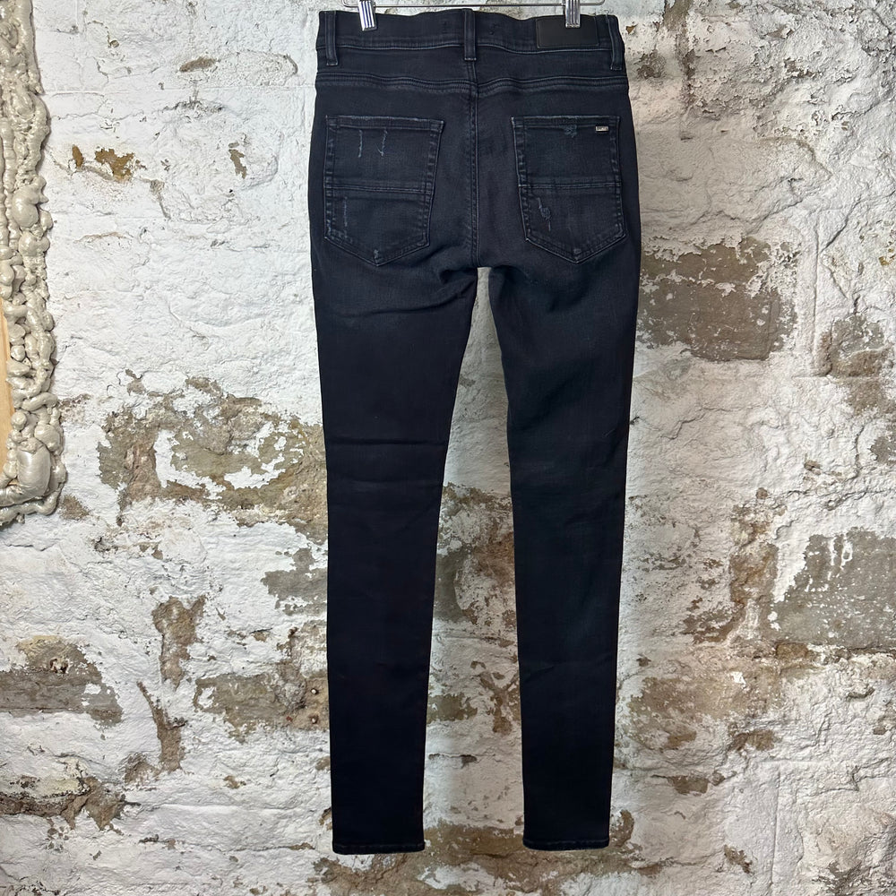 Amiri MX1 Camo Patch Black Denim Jeans Sz 29