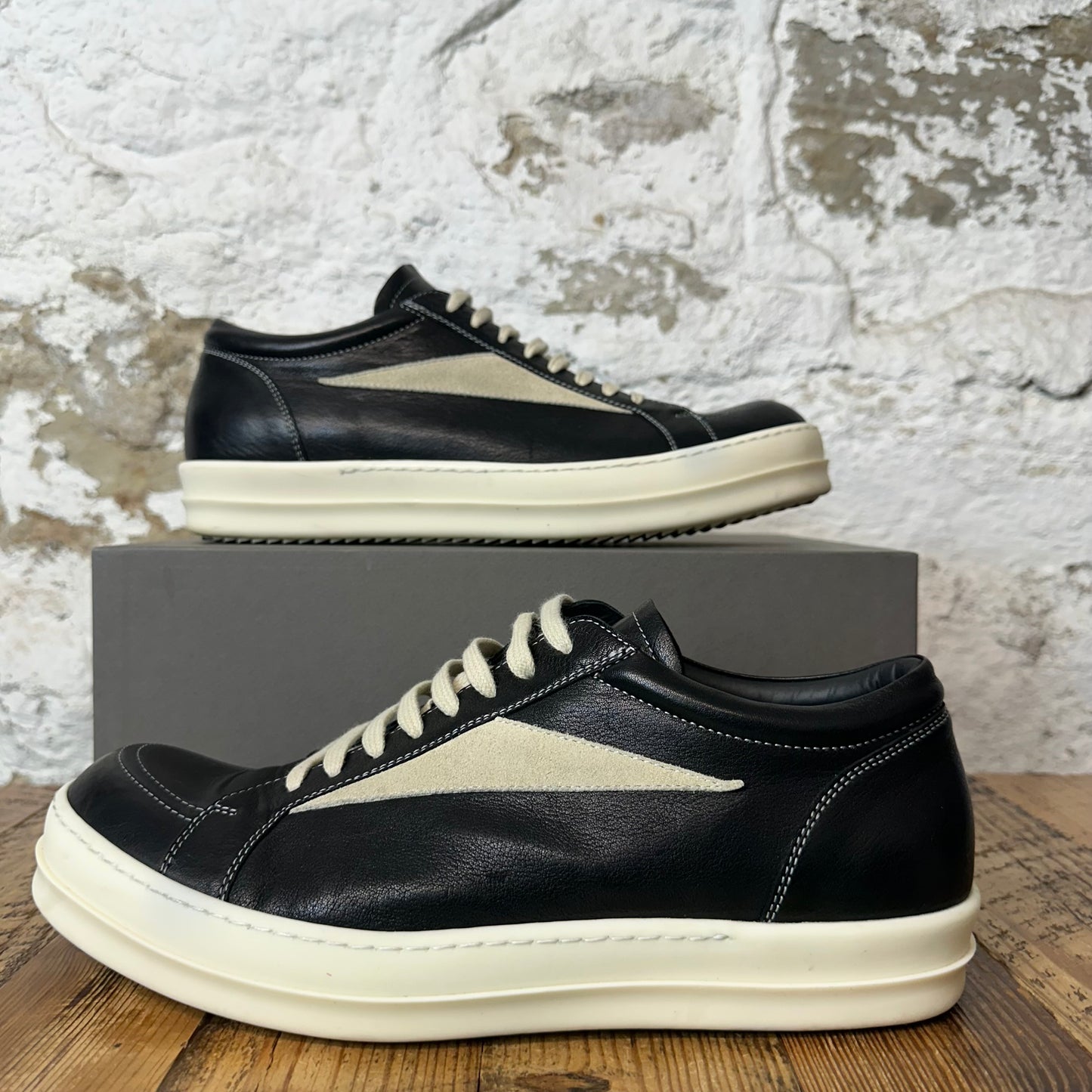 Rick Owens Vintage Black Leather Milk Sneaker Sz 13 (46)