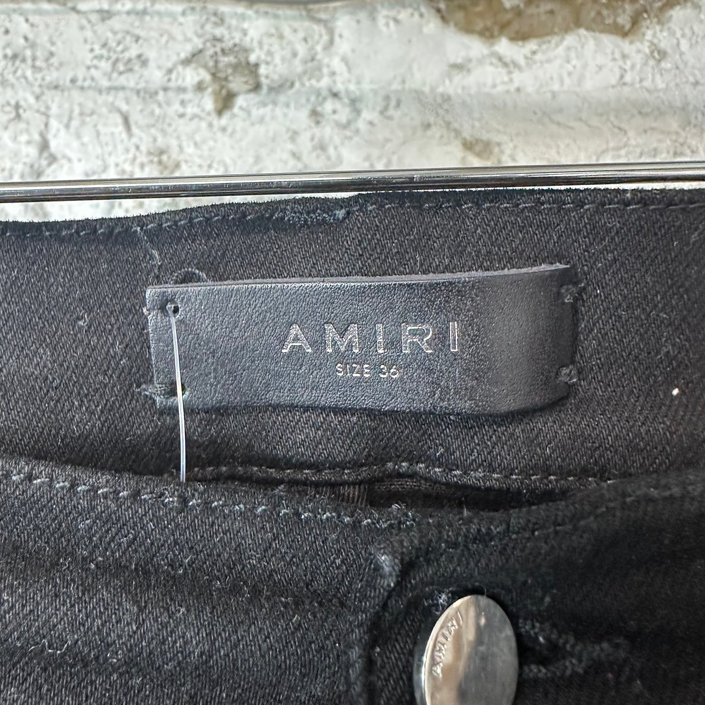 Amiri Knee Hole Plain Black Denim Jeans Sz 36