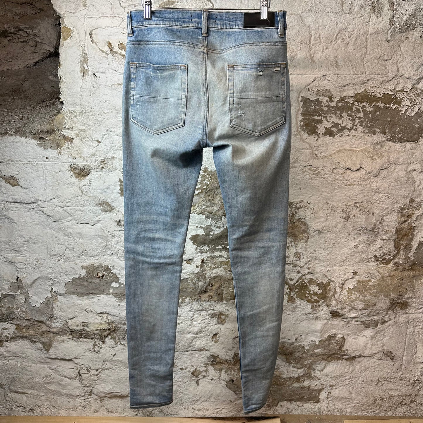 Amiri MX1 Cream Suede Blue Denim Jeans Sz 30