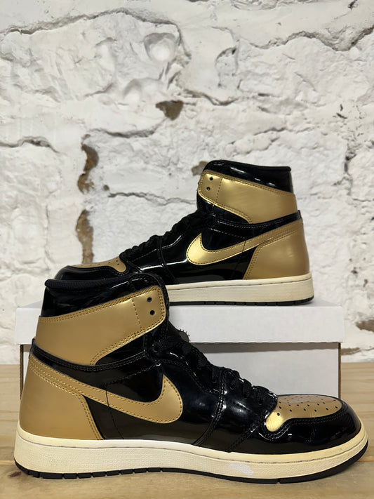 Air Jordan 1 High Patent Gold Toe Sz 12