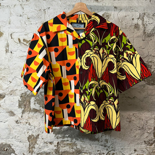 Prada Double Match Tropical Multicolor Button Up Shirt Sz L
