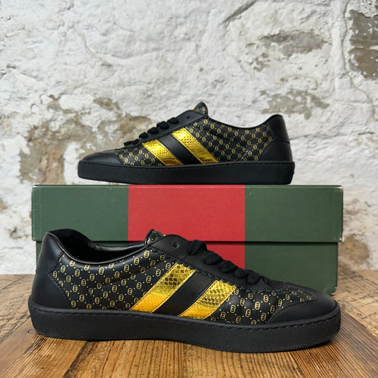 Gucci Dapper Dan Black Gold Ace Sneaker Sz 7.5