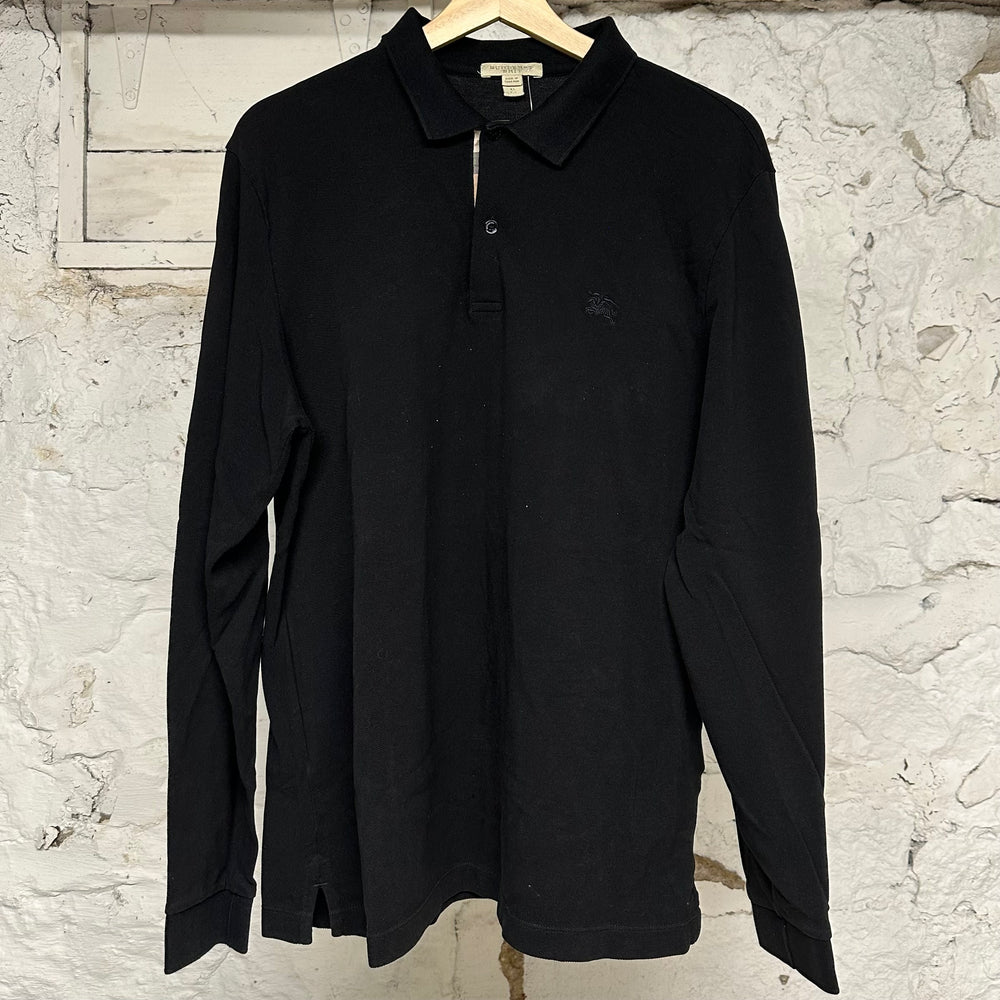 Burberry Black L/S Polo Sz XL