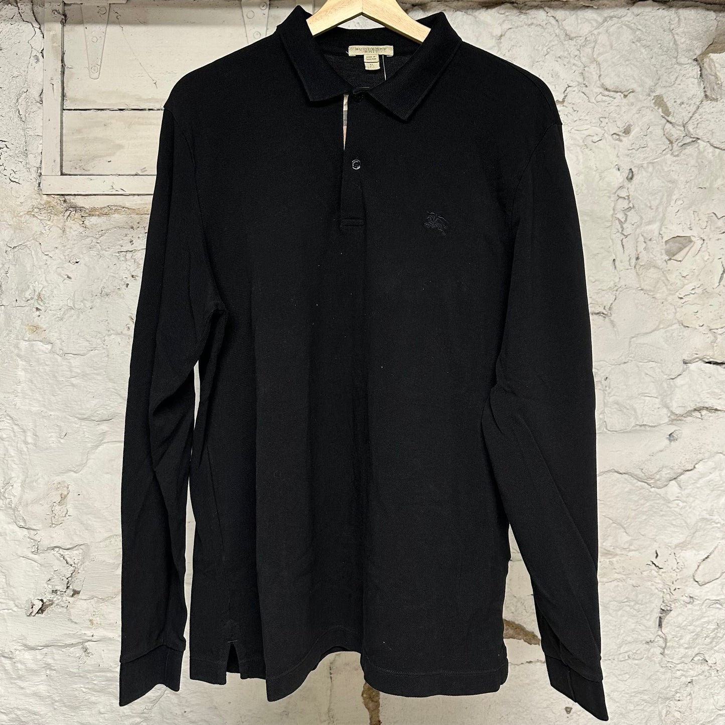 Burberry Black L/S Polo Sz XL