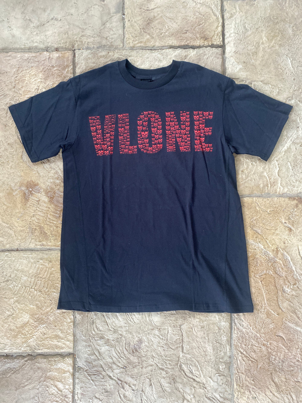 Vlone Red Skulls T-shirt Black Sz S DS