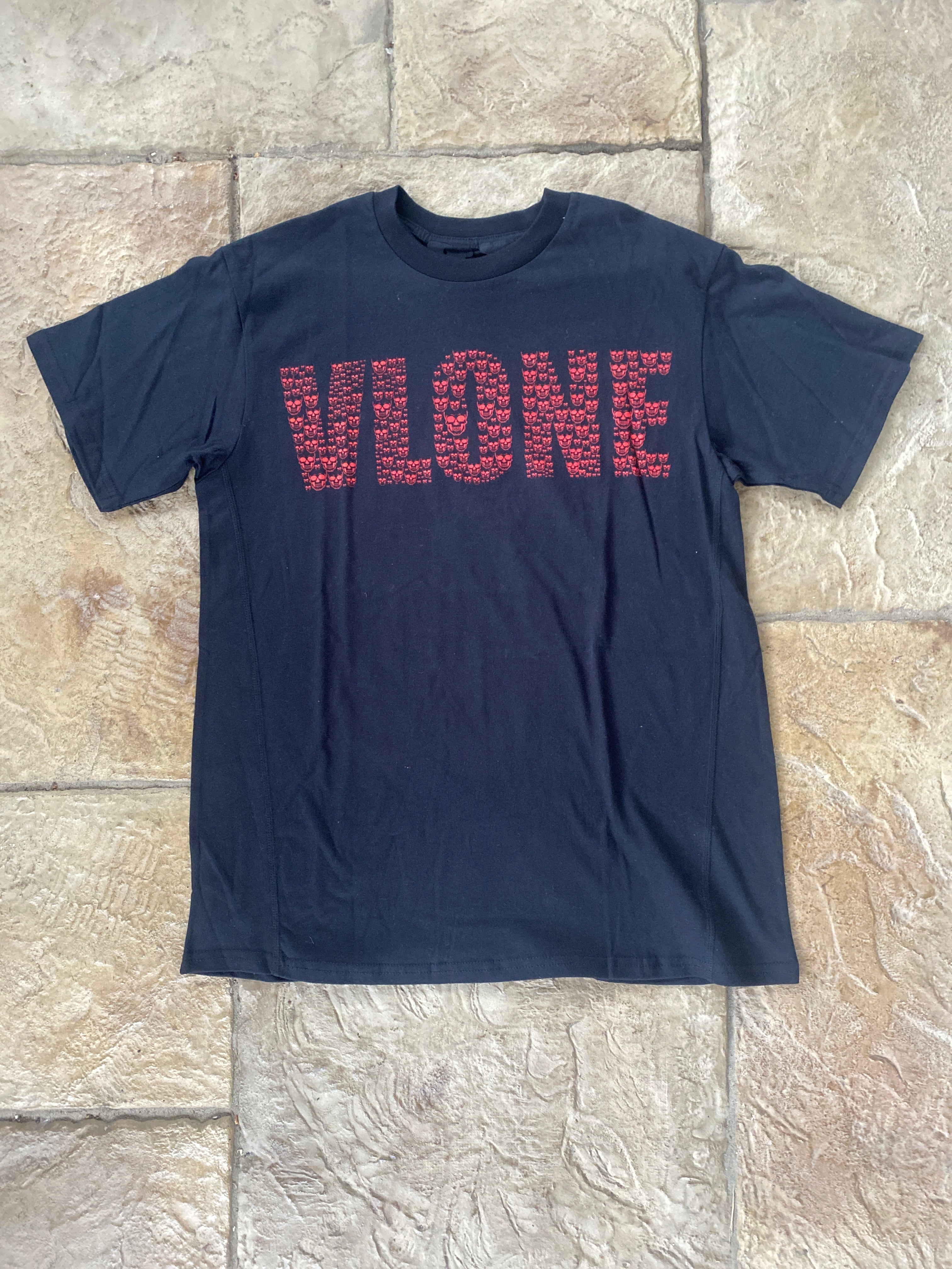 Vlone Red Skulls T-shirt Black Sz S DS