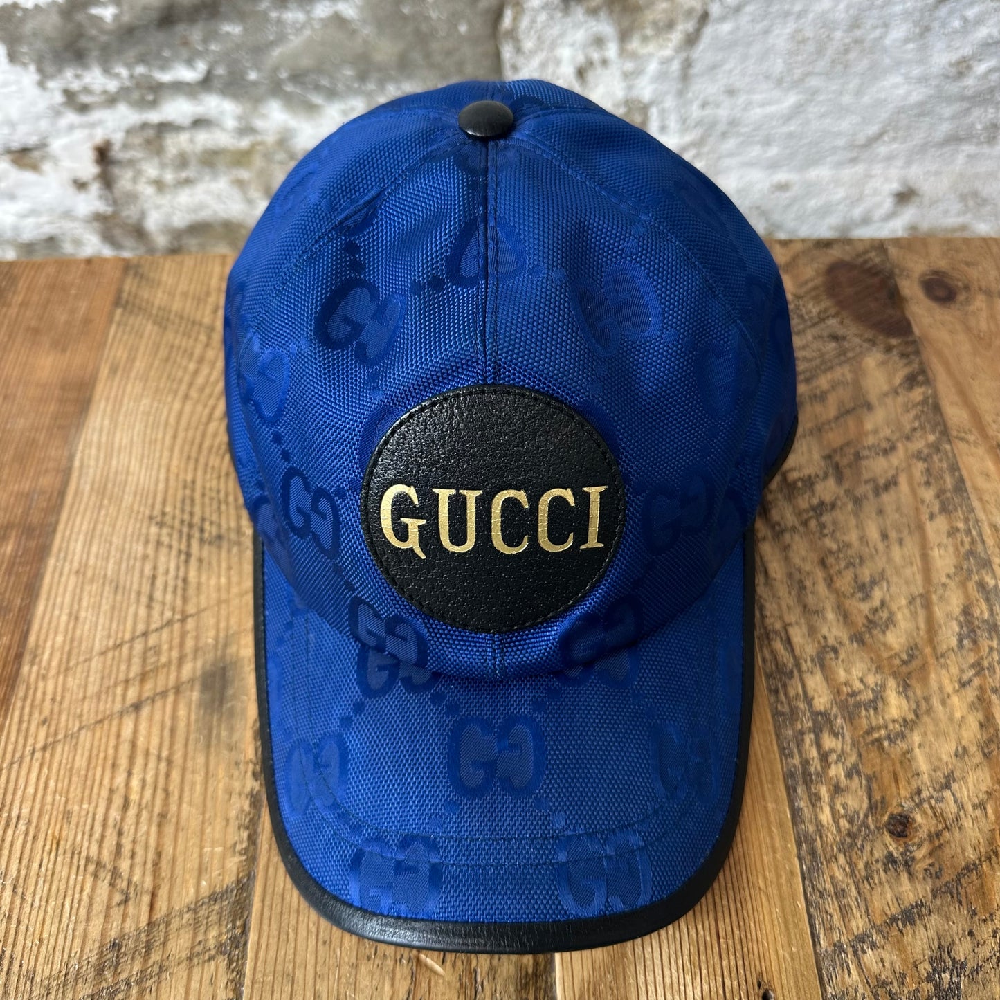 Gucci Blue Monogram Circle Logo Hat Sz L