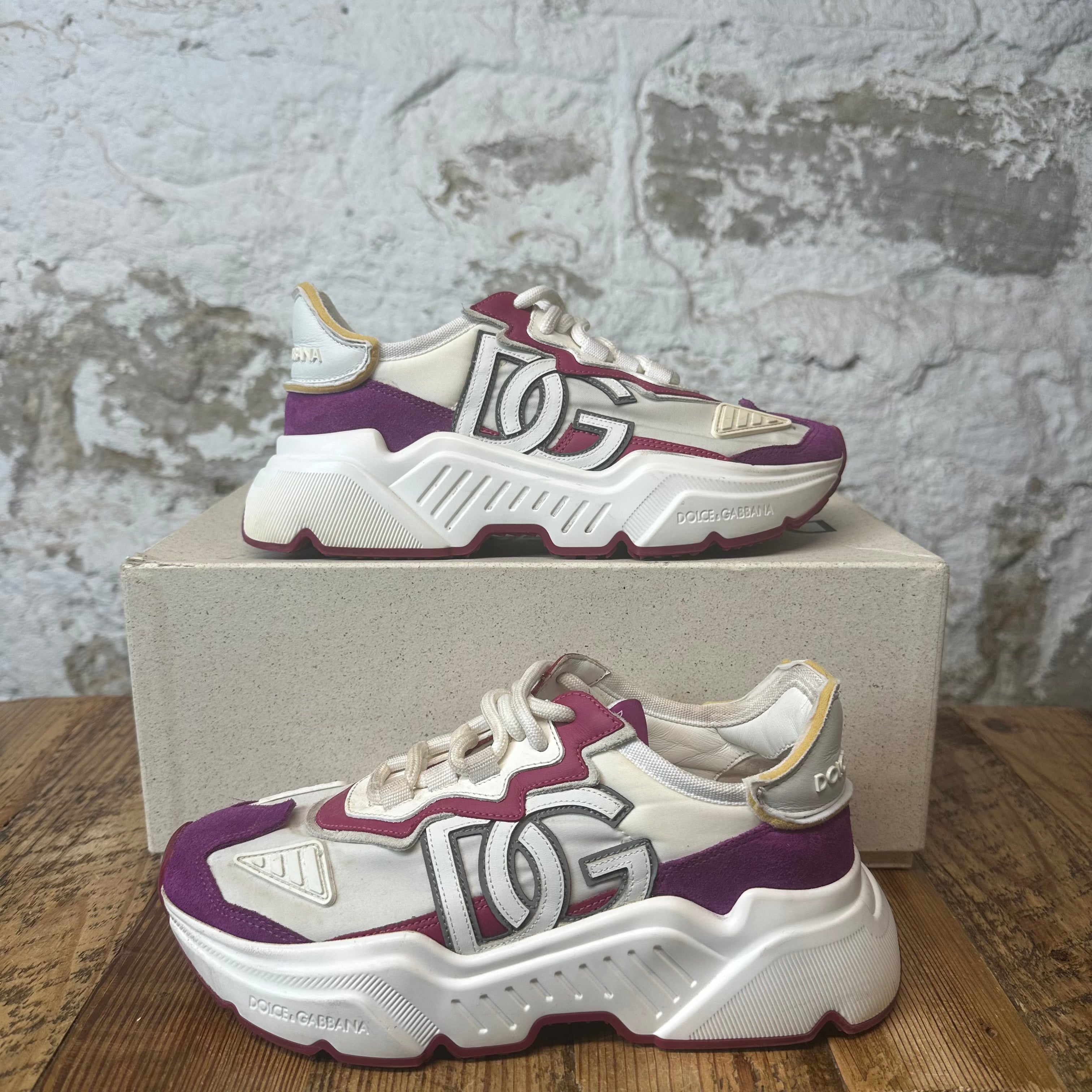 Dolce Gabbana White Purple Nylon Daymaster Sneaker Sz 5.5 (37.5)