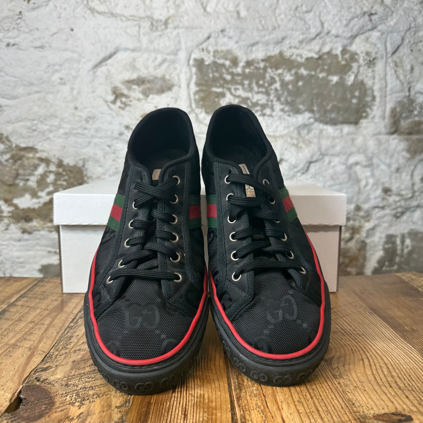 Gucci Tennis 1977 Black GG Monogram Sneaker Sz 10.5