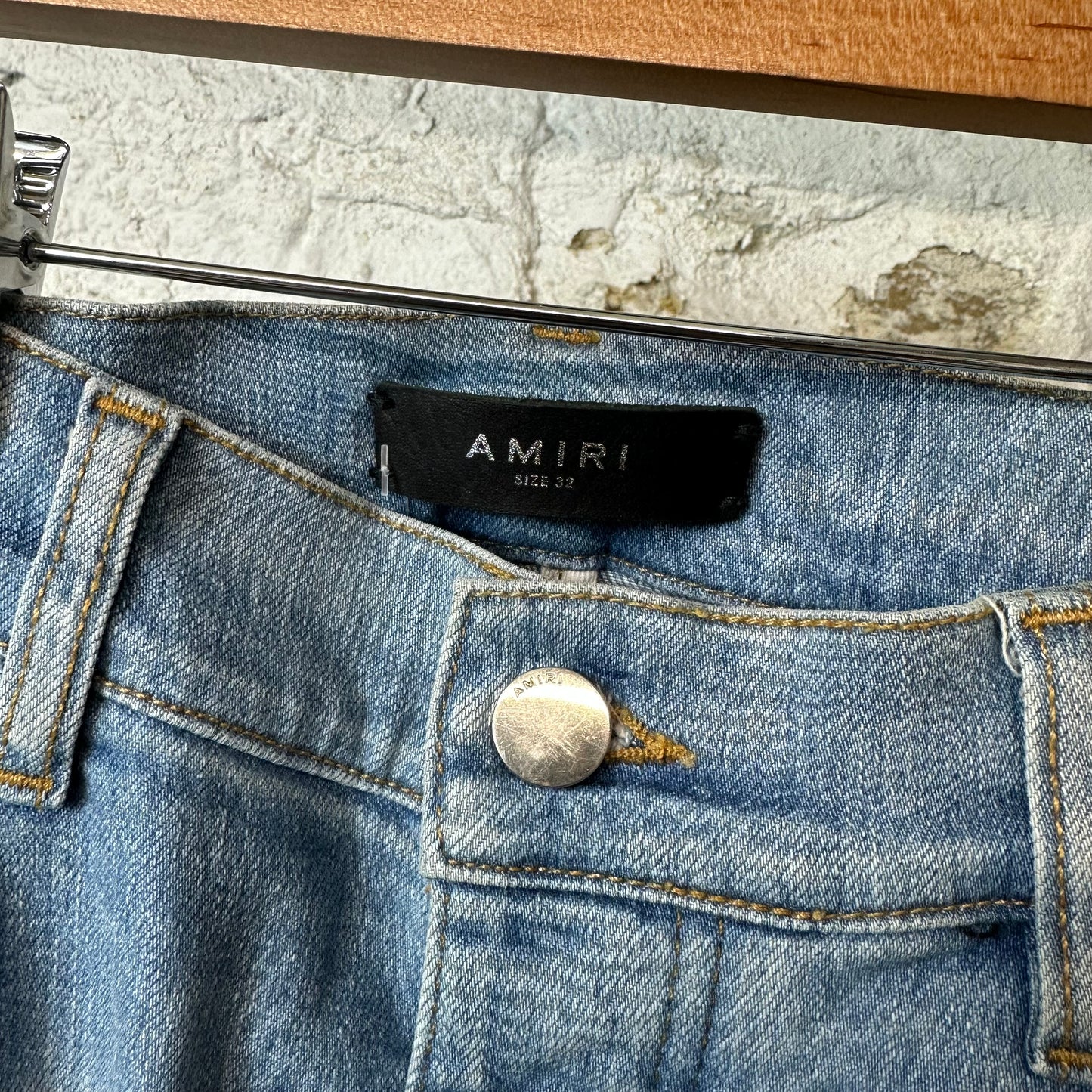 Amiri MX2 Multicolor Flannel Blue Denim Jeans Sz 32