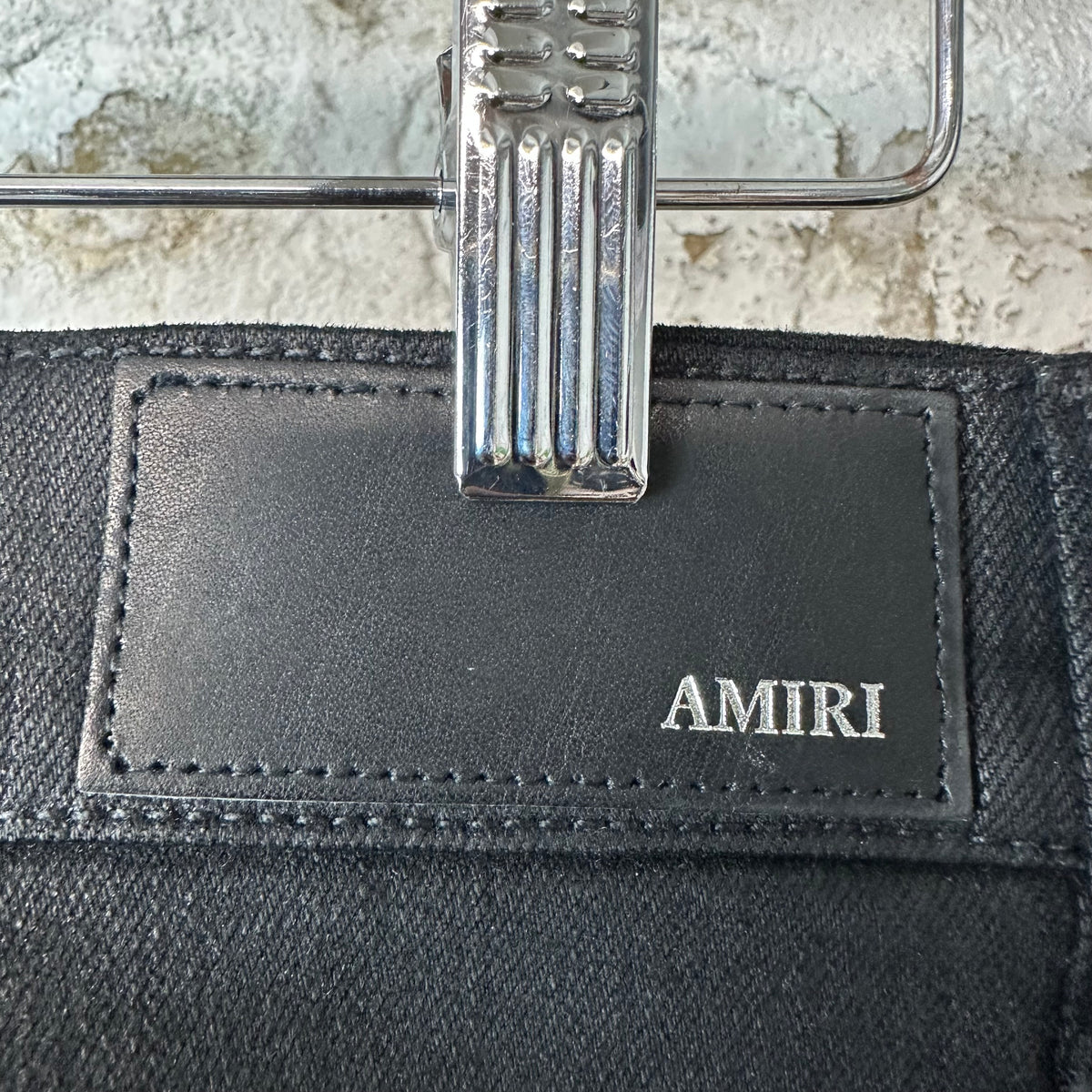 Amiri MX1 Black Leather Black Waxed Denim Jeans Sz 31 DS