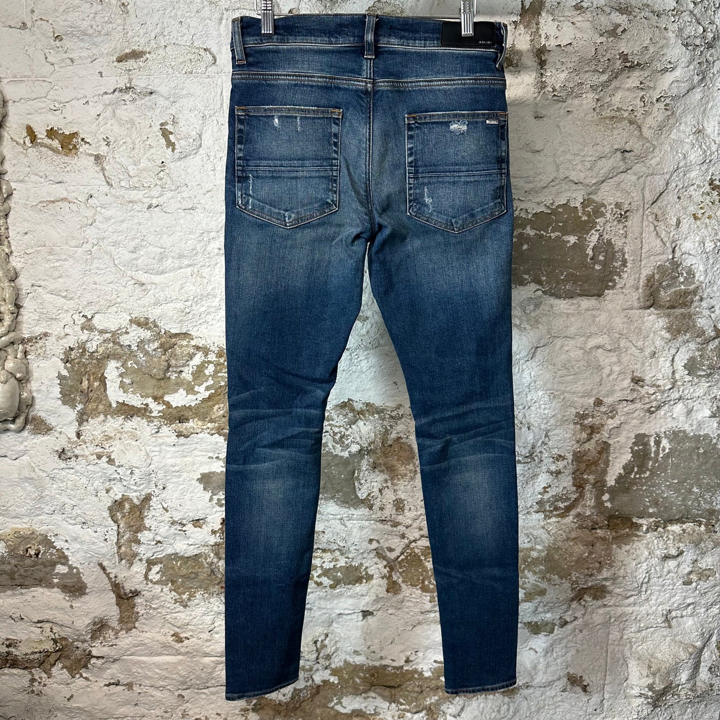 Amiri MX1 Blue Plaid Flannel Dark Blue Denim Jeans Sz 31