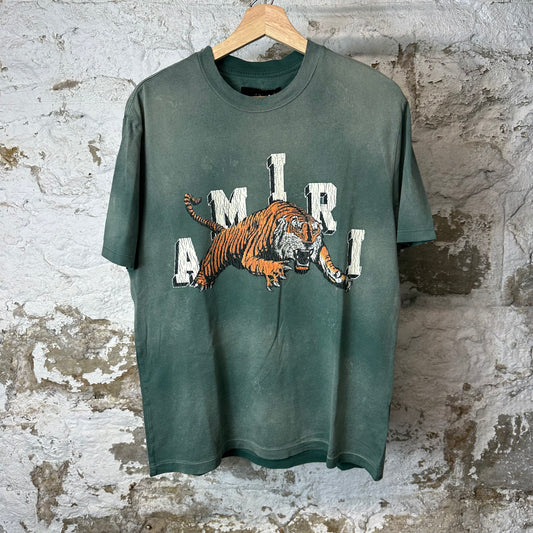 Amiri White Spell Tiger T-Shirt Green Sz S