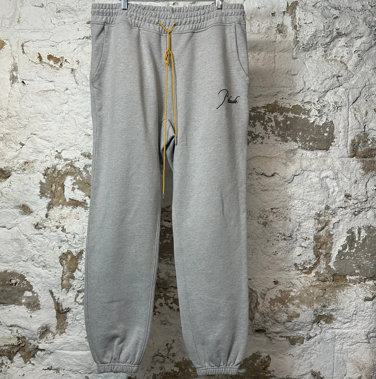Rhude Black Script Gray Sweatpants Sz XL