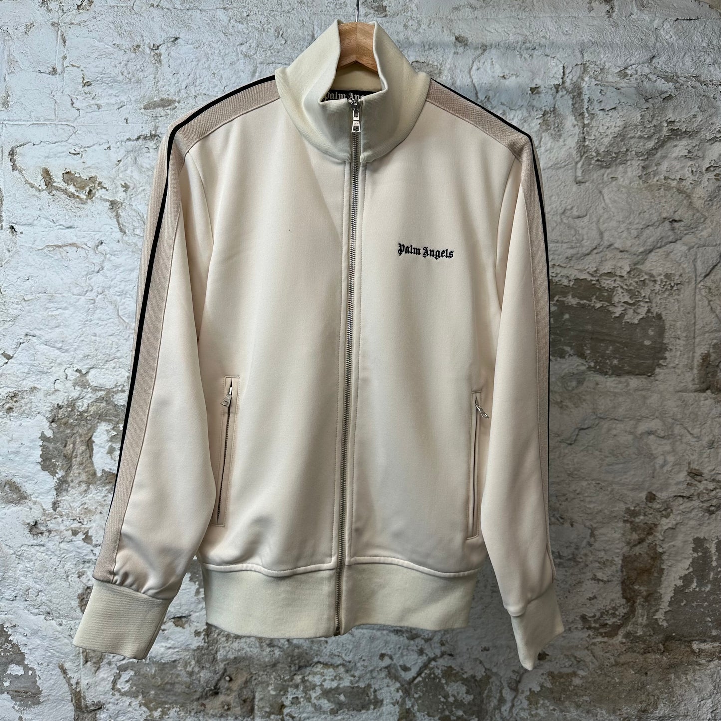 Palm Angels Cream Beige Track Jacket Sz S
