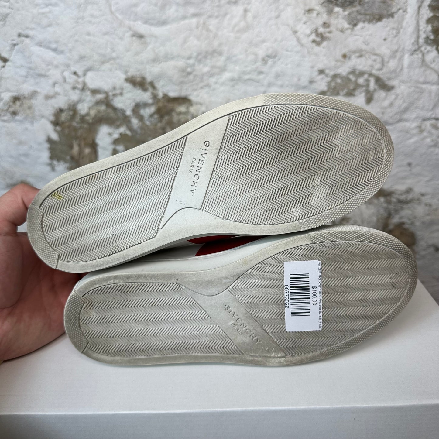 Givenchy Red Strap White Sneaker Sz 4.5 (36.5) No Box
