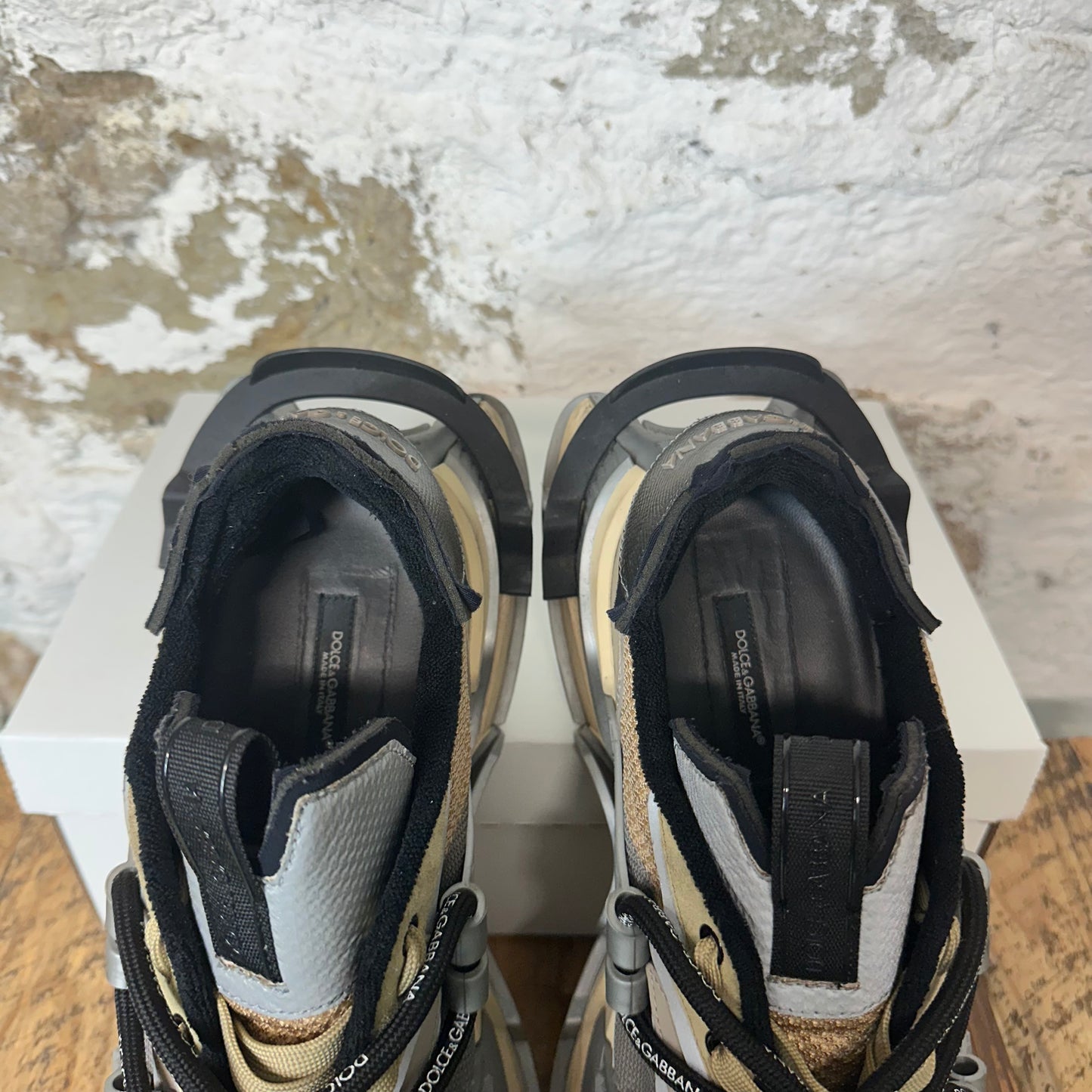 Dolce Gabbana Bassa Black Gray Beige Sneaker Sz 11 (44) No Box