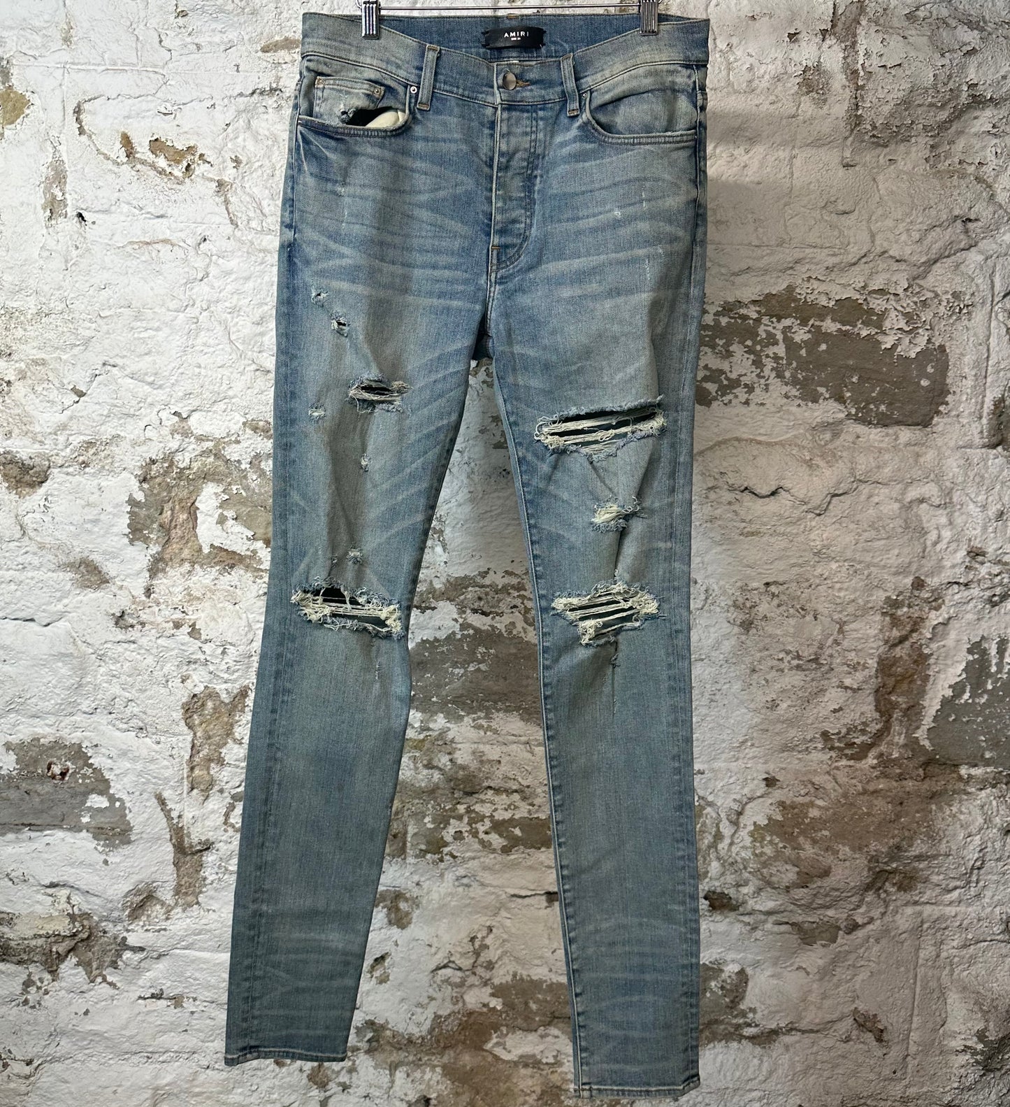 Amiri Distressed Blue Denim Jeans Sz 33