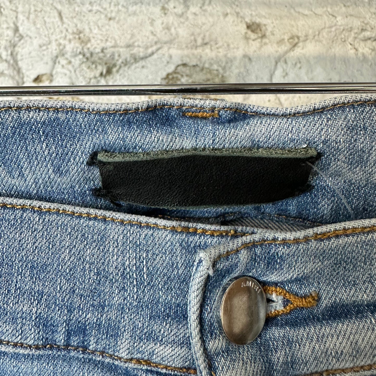 Amiri Green Camo Bones Blue Denim Jeans Sz 30