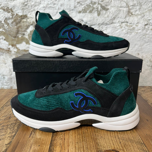 Chanel Black CC Green Black Trainer Sz 9 (42)