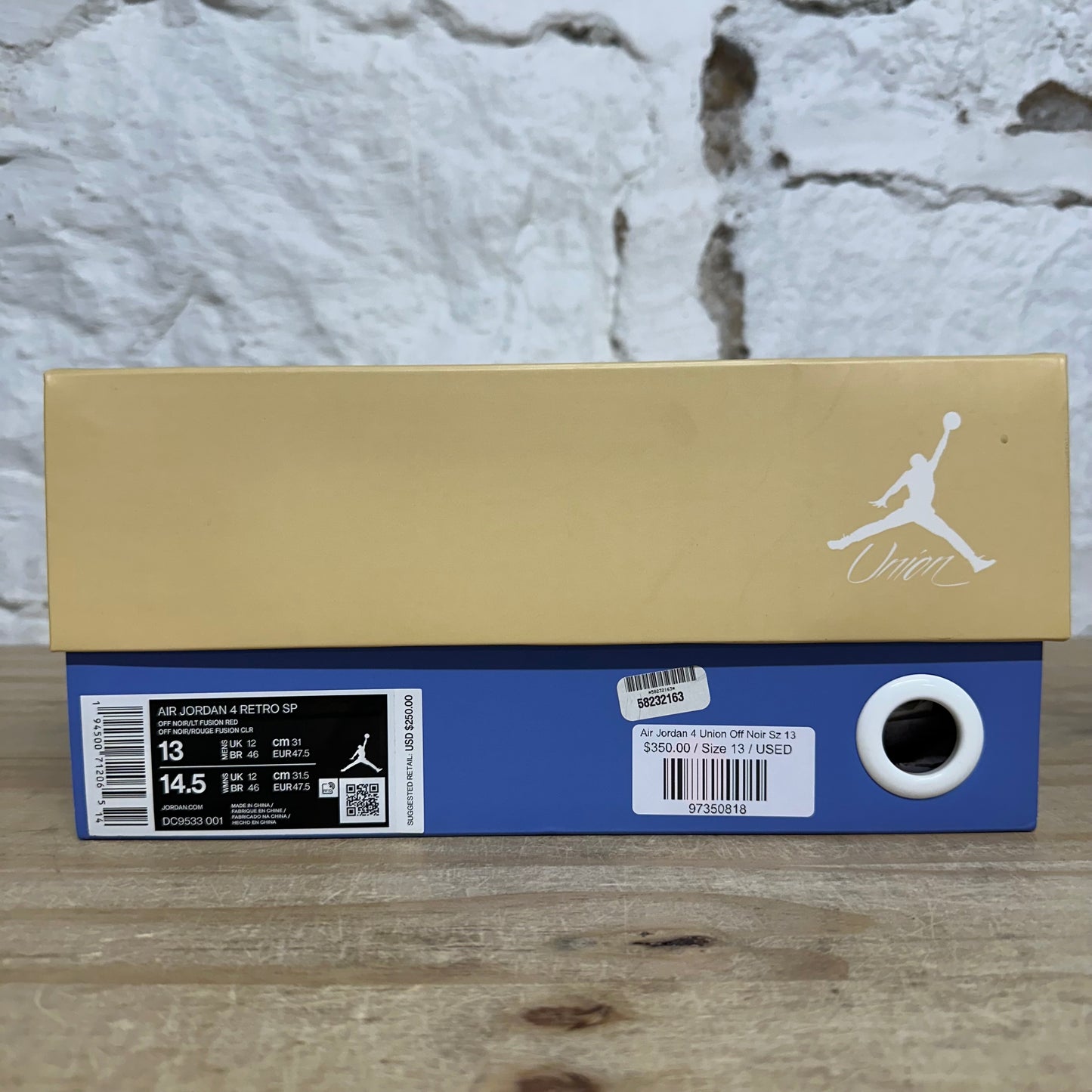 Air Jordan 4 Union Off Noir Sz 13
