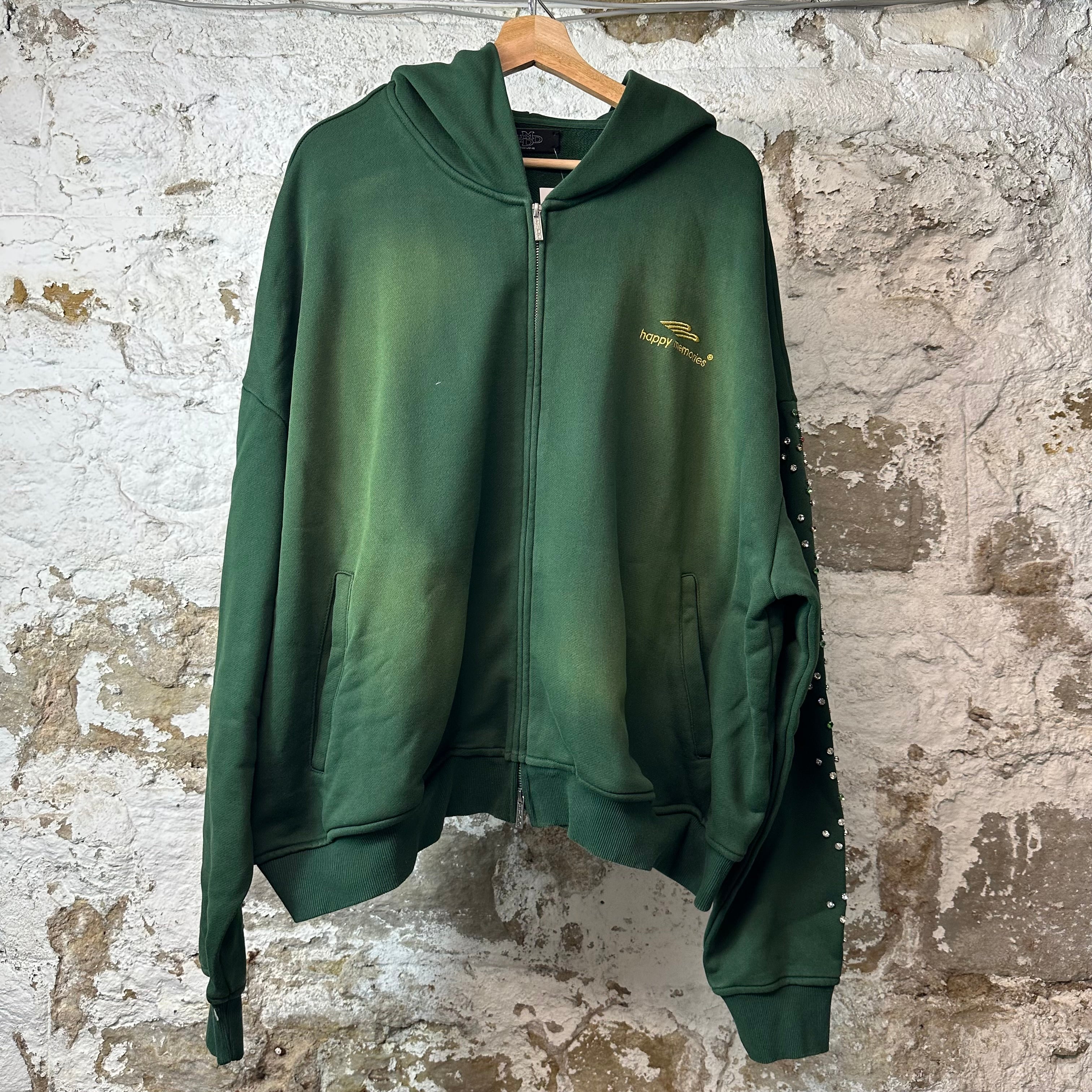 HMDD Crystal Green Zip Up Hoodie Sz L