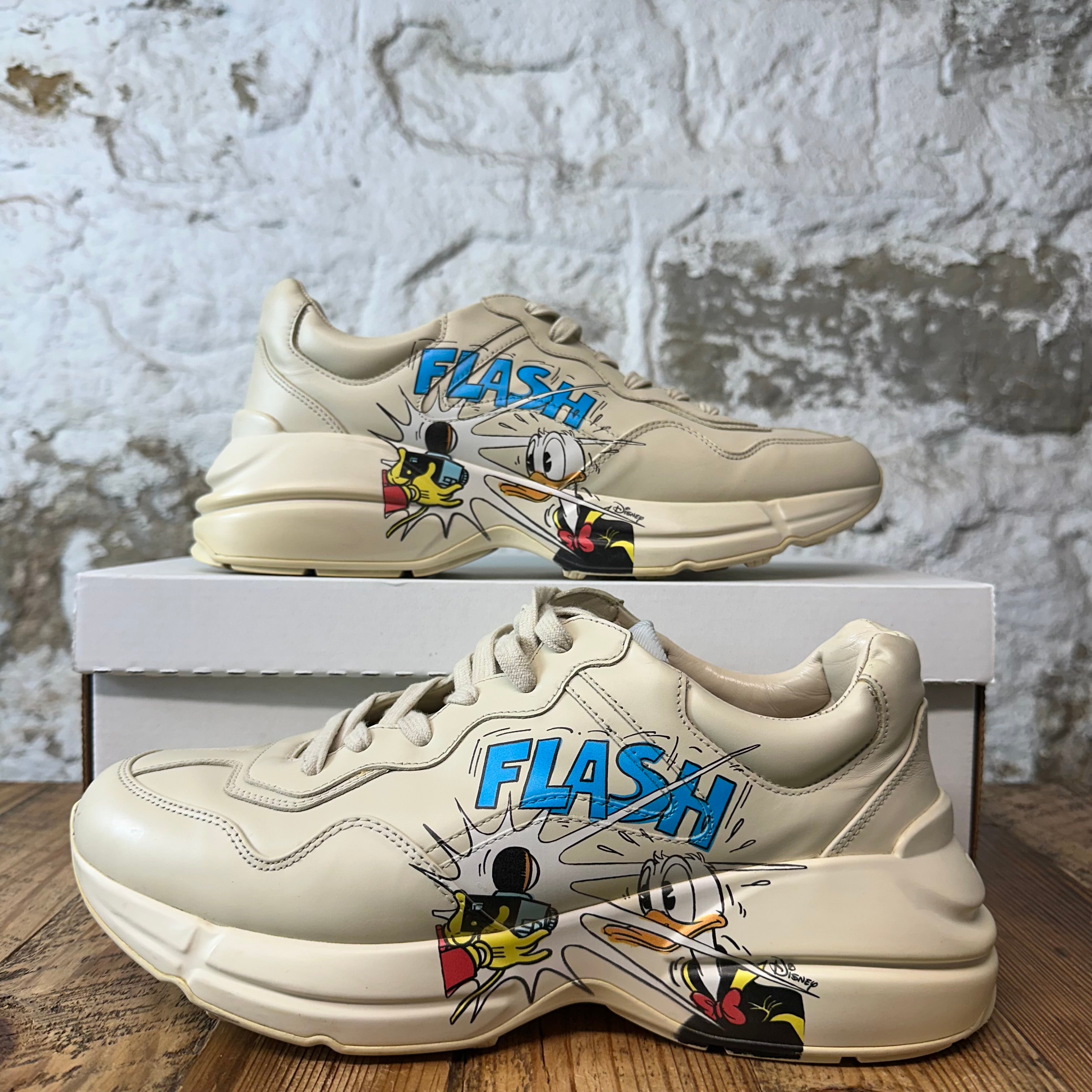 Gucci Rhyton Flash Logo Cream Sneaker Sz 8