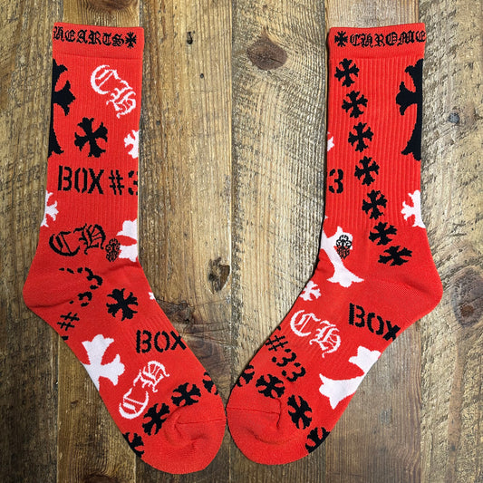 Chrome Hearts Red Stencil Socks DS