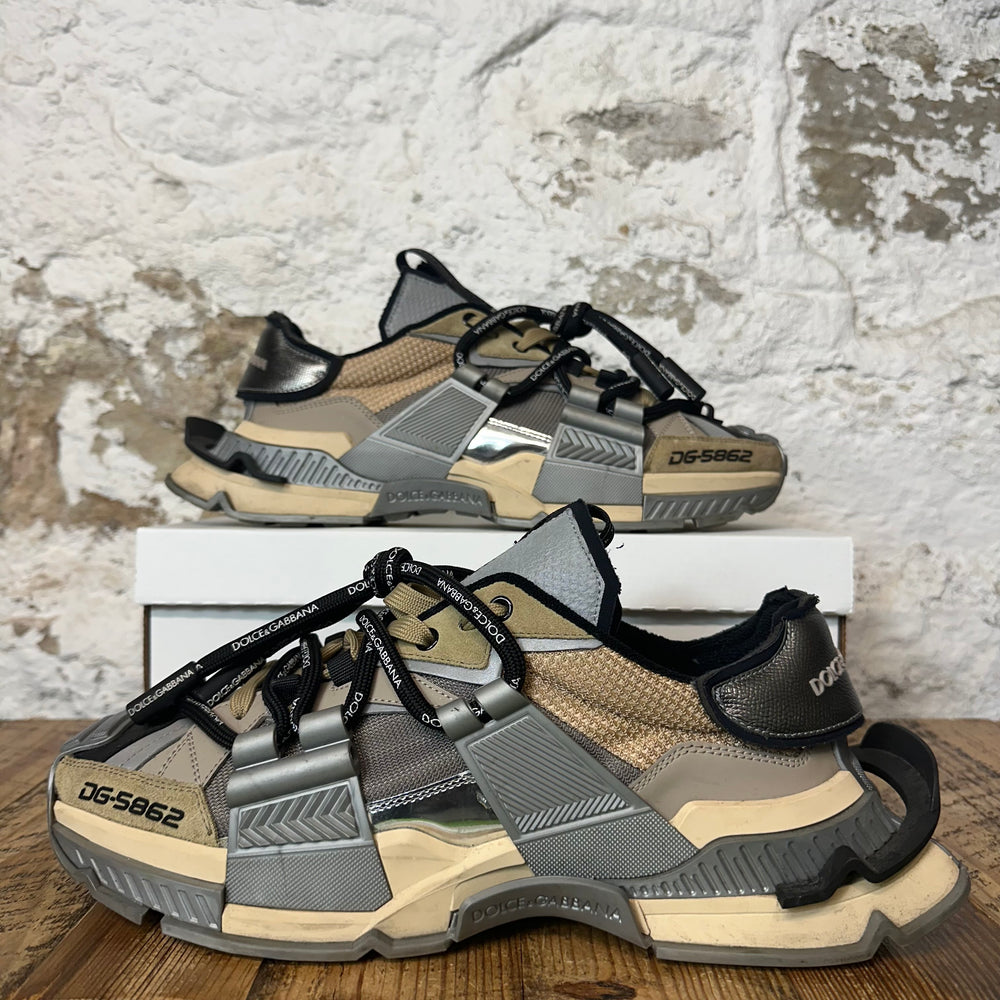 Dolce Gabbana Bassa Black Gray Beige Sneaker Sz 11 (44) No Box