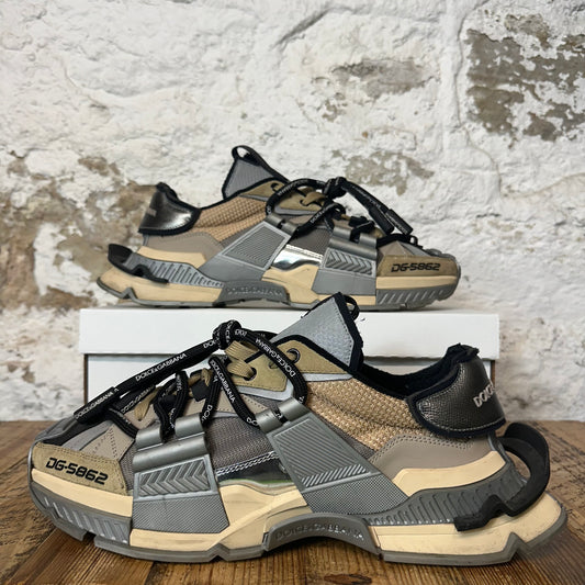 Dolce Gabbana Bassa Black Gray Beige Sneaker Sz 11 (44) No Box