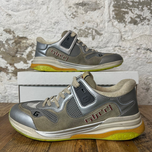 Gucci Ultrapace Silver Tan Sneaker Sz 9 No Box
