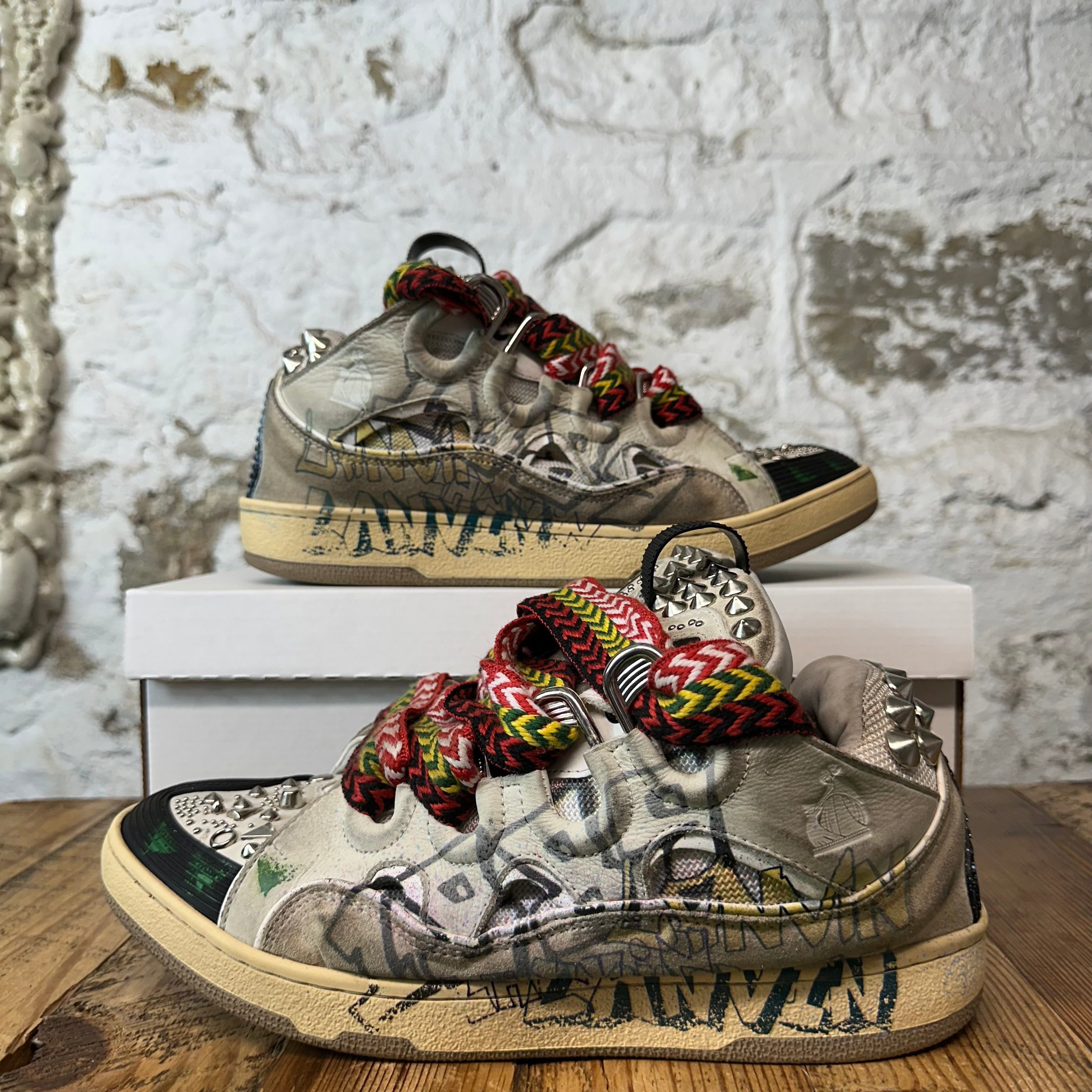 Lanvin Curb Multicolor Lace Grey Grafitti Sneaker Sz 10 (43)