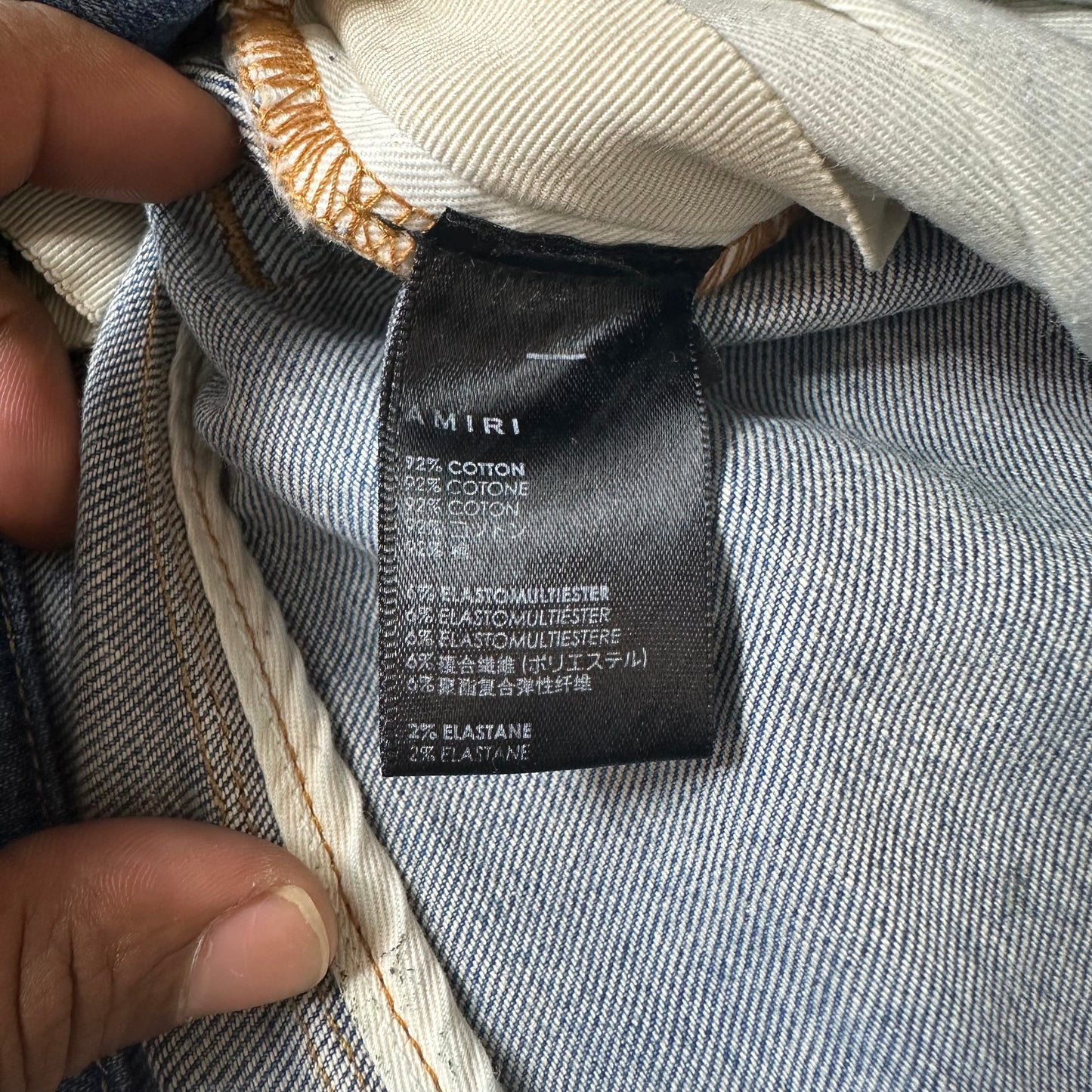 Amiri Distressed Side Spell Blue Denim Jeans Sz 31