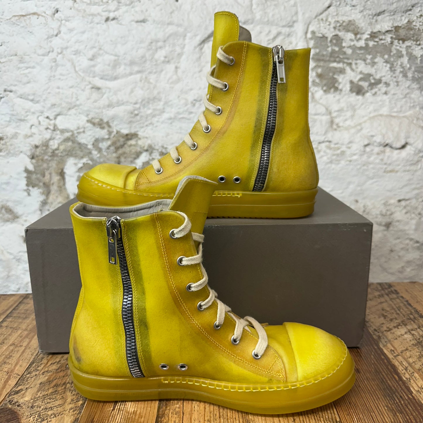 Rick Owens Transparent Yellow High Sneaker Sz 8 (41)