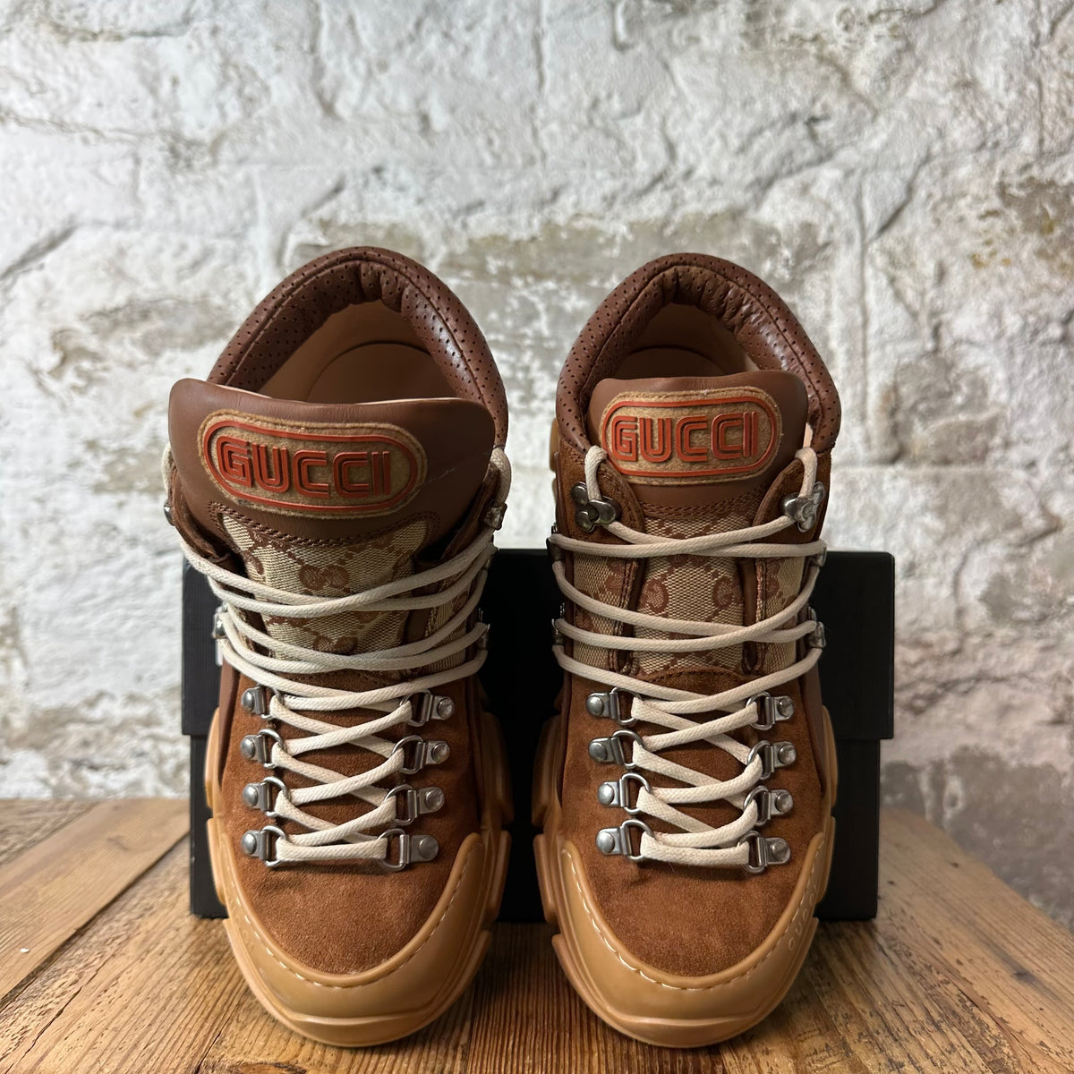 Gucci Flashtrek Brown GG Monogram Boot Sz 6.5