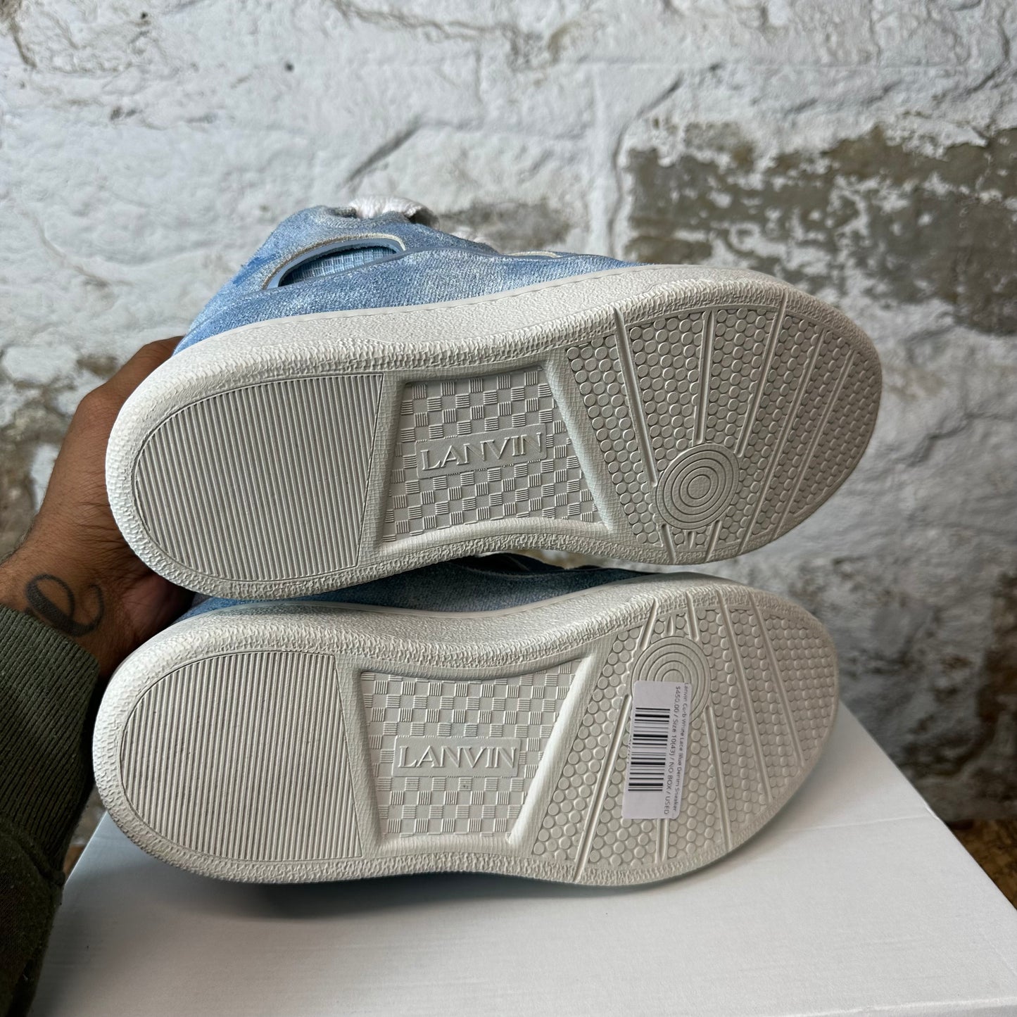 Lanvin Curb White Lace Blue Denim Sneaker Sz 10 (43)