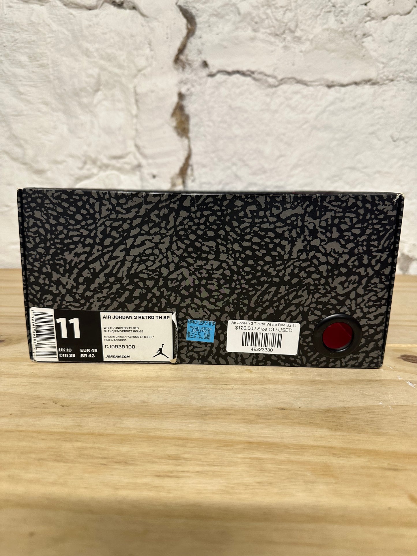 Air Jordan 3 Tinker White University Red Sz 11