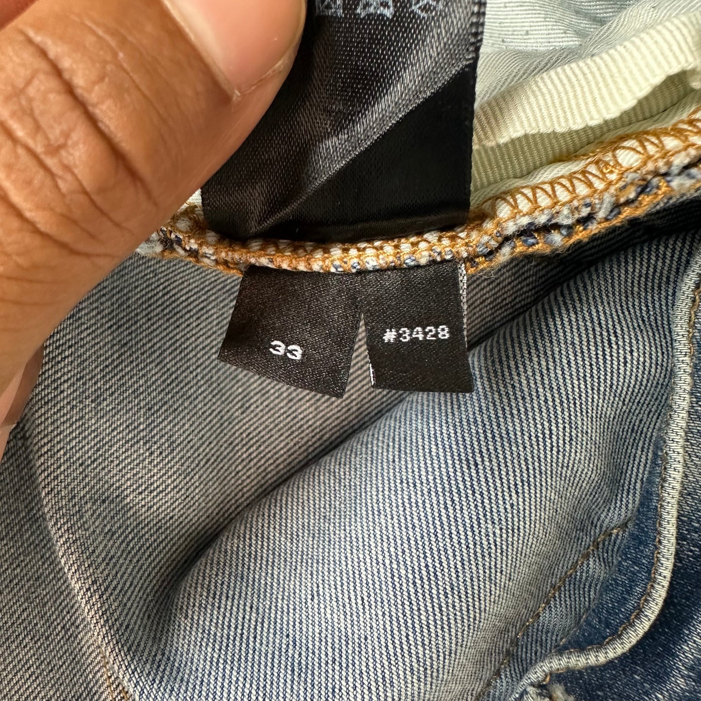 Amiri Green Camo Bones Blue Denim Jeans Sz 33