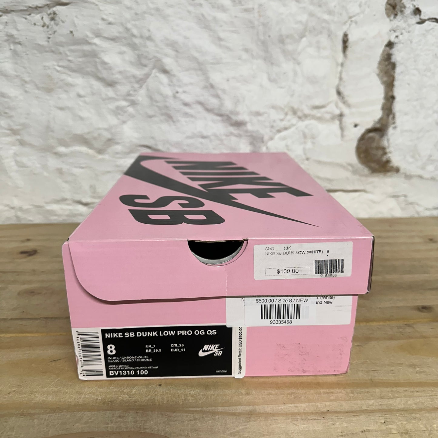 Nike SB Dunk Low Diamond Supply White Sz 8 DS