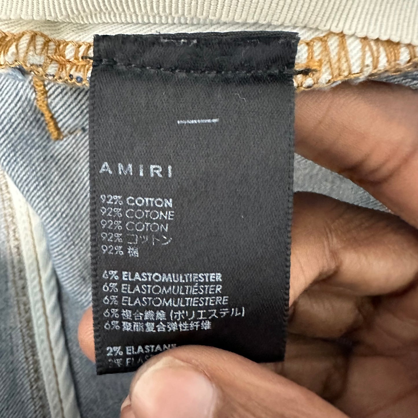 Amiri Plain Blue Distressed Denim Jeans Sz 28